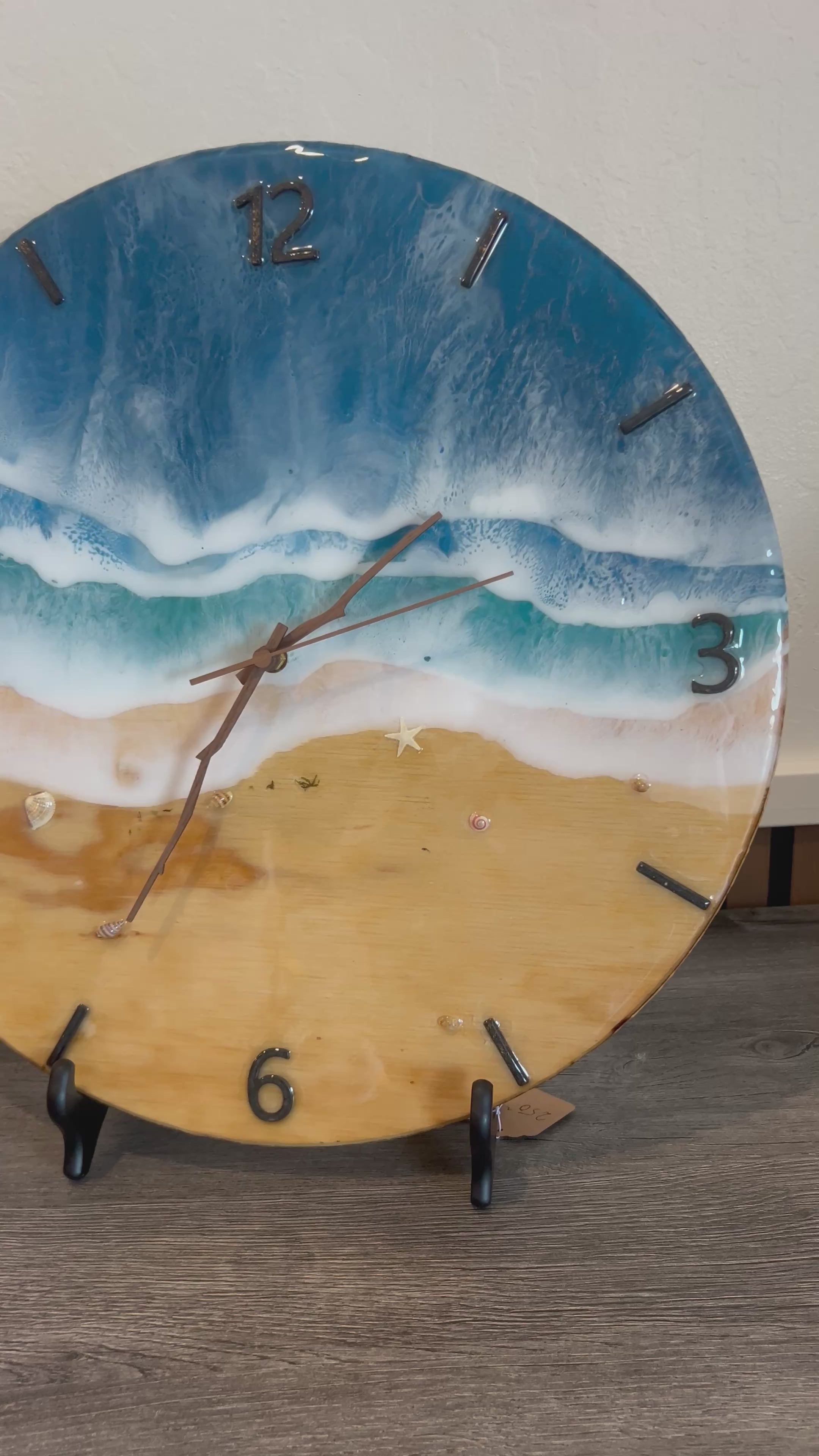 18” Ocean Resin Wave Clock – Handmade Coastal Wall Art (Personalizable)